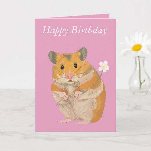 Cute Hamster with Flower Card