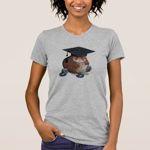 Cute Hamster With Graduation Cap and Marbles T_Shirt