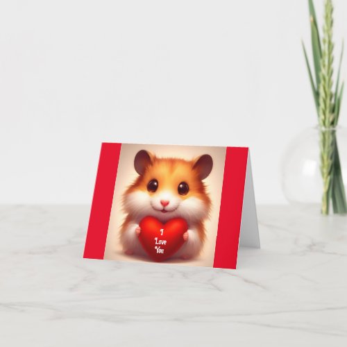 Cute Hamster With Heart Card