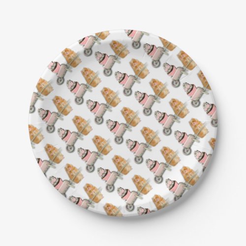 Cute hamster with muffin illustration gift paper plates