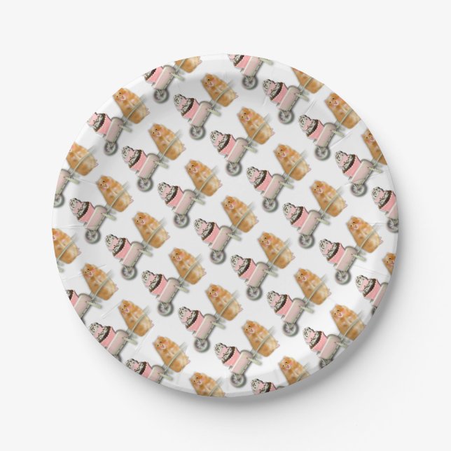 Cute hamster with muffin illustration gift paper plates (Front)