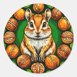 Cute Hamster with Nuts Cozy Funny Gift 🥜✨ Classic Round Sticker