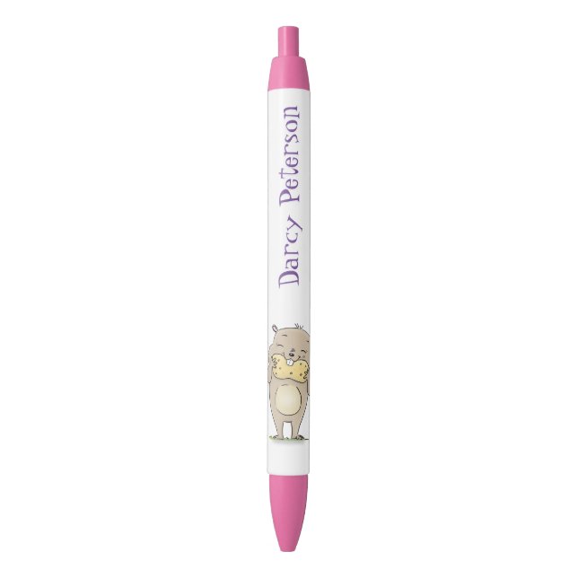 Cute hamster with peanut cartoon illustration pen (Front Vertical)
