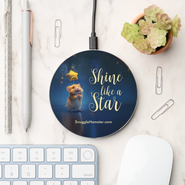 Cute Hamster with text Shine like a Star Wireless Charger (Desk)