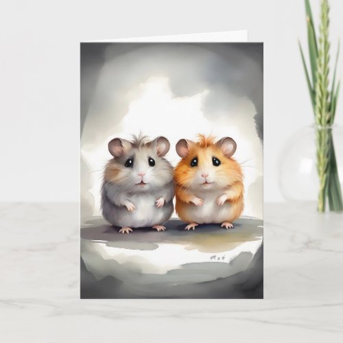 Cute Hamsters Buddies Best Pals Friends Portrait  Card