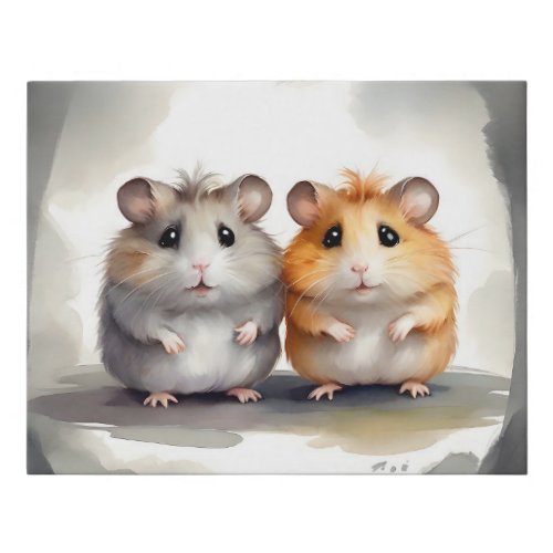 Cute Hamsters Buddies Best Pals Friends Portrait  Faux Canvas Print
