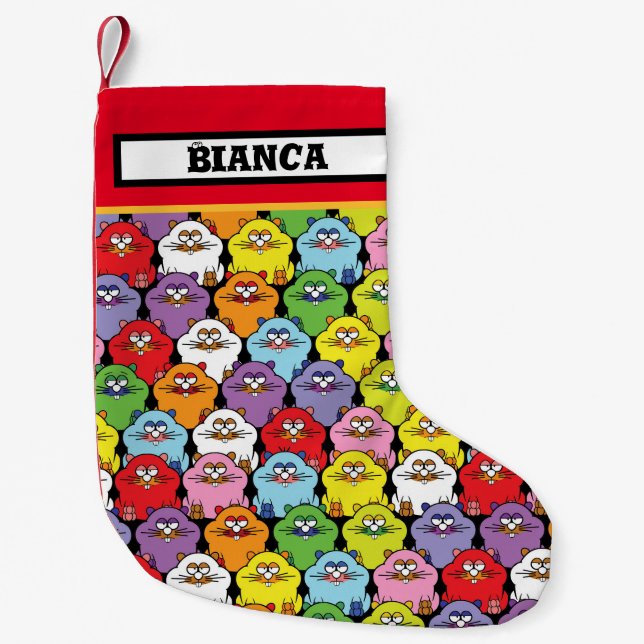 Cute Hamsters, custom name  Small Christmas Stocking (Front)