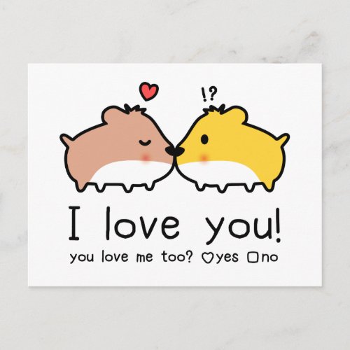 Cute hamsters in love postcard