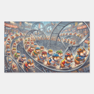 Cute Hamsters Wheel Race Sports Graphic Rectangular Sticker