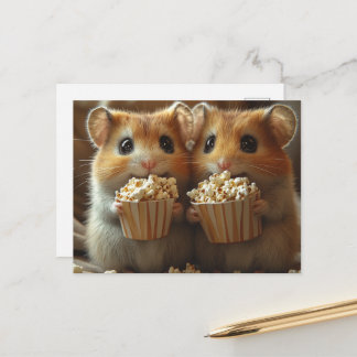 Cute Hamsters With Popcorn Postcard