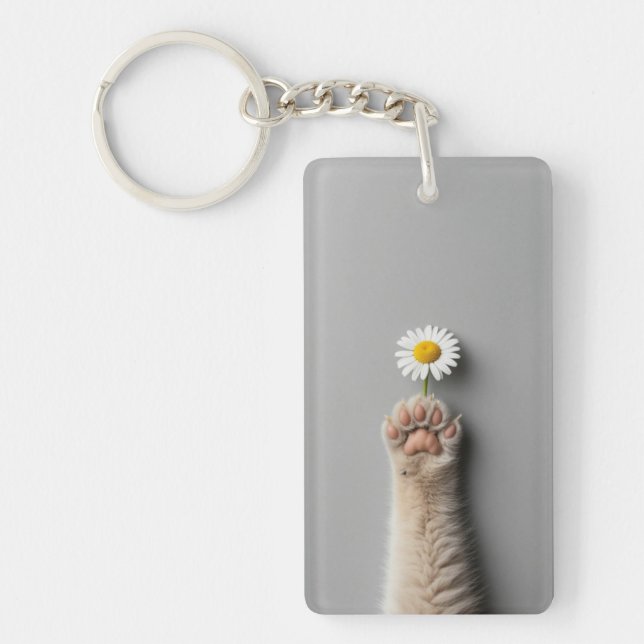 cute hand cat with flower keychain (Front)