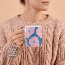 Cute Hand Drawn Abstract Flower Vibrant Pink Blue