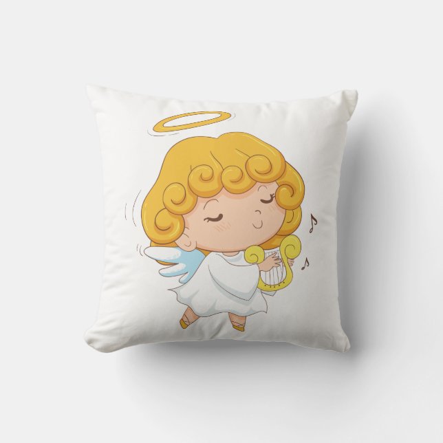 Cute Hand drawn Angel girl Throw Pillow (Front)