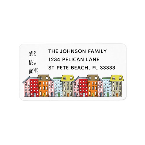 Cute Hand Drawn Apartment Buildings New Address Label