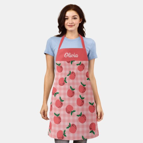 Cute Hand drawn Apples Custom Text Apron