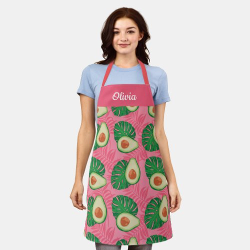 Cute Hand drawn Avocado Custom Text Apron