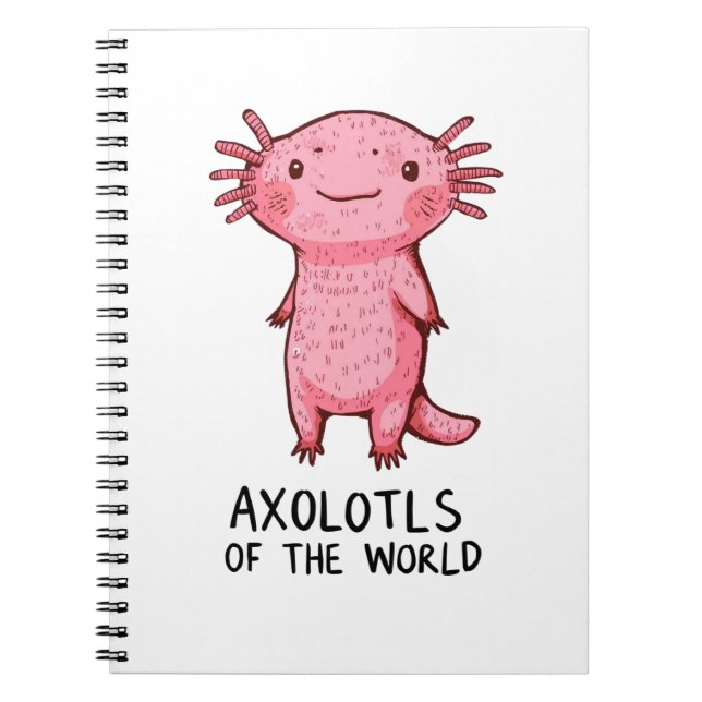 Cute Hand-Drawn Axolotl Cartoon Notebook (Front)