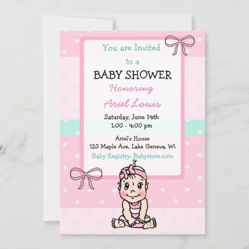 Cute Hand drawn Baby Girl Baby Shower Invitation