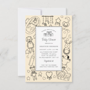 Cute Hand Drawn Baby Shower Gender Neutral Invitation