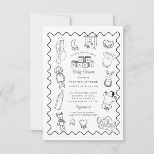 Cute Hand Drawn Baby Shower Invitation