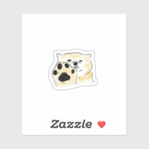 Cute Hand-Drawn Big Dog Paw Shiba Art Sticker