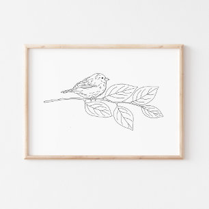 Cute Hand-Drawn Bird Sketch Art Poster