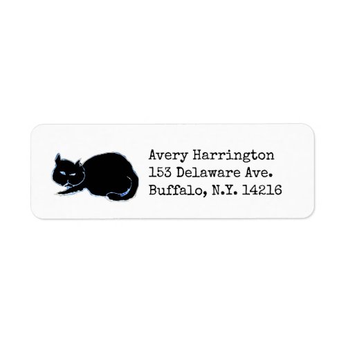 Cute HandDrawn Black Cat Typewriter Font Address Label