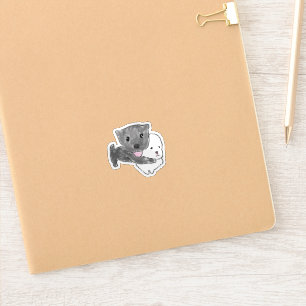 Cute Hand-Drawn Black Puppy Hugging White Puppy Sticker