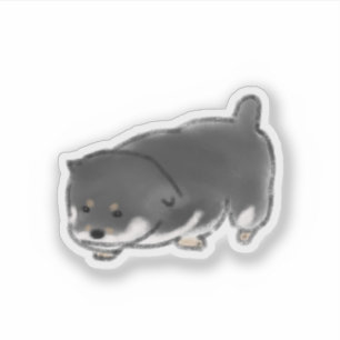Cute Hand-Drawn Black Tan Dog Attack Stance Sticker