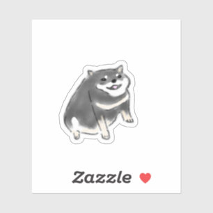 Cute Hand-Drawn Black Tan Shiba Inu Dog Art Sticker