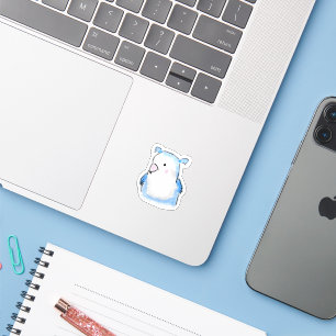 Cute Hand-Drawn Blue Parrot Pigtails Art Sticker
