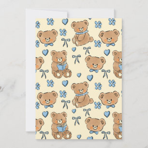 Cute Hand-drawn Brown Teddy Bears Seamless Pattern Invitation