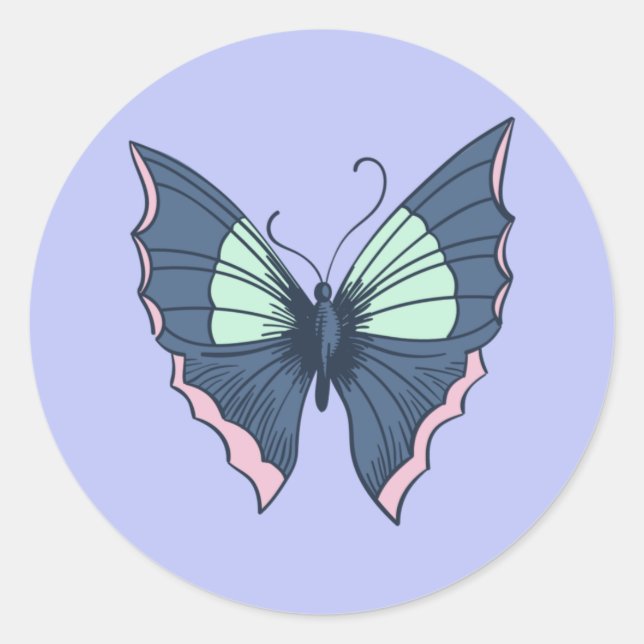 Cute Hand-drawn Butterfly Classic Round Sticker (Front)