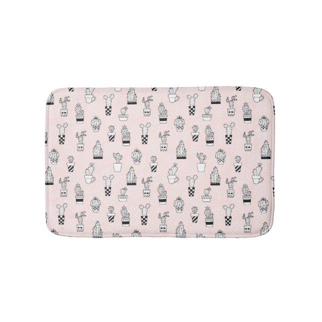 Cute Hand Drawn Cactus Pattern Bathroom Mat (Front)
