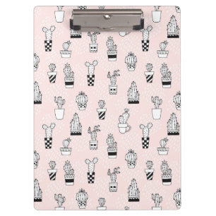 Cute Hand Drawn Cactus Pattern Clipboard