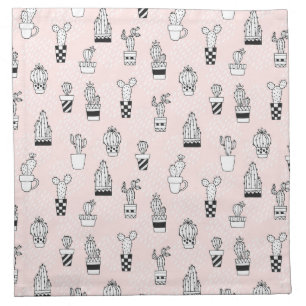 Cute Hand Drawn Cactus Pattern Cloth Napkin