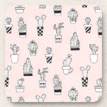 Cute Hand Drawn Cactus Pattern Coaster