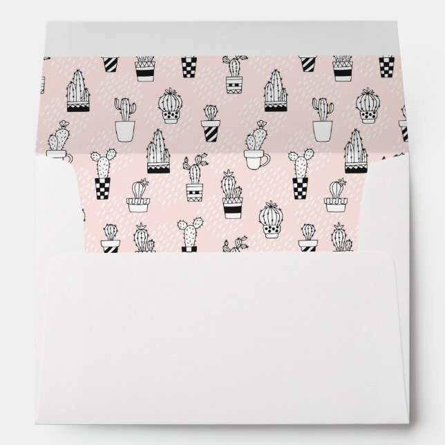 Cute Hand Drawn Cactus Pattern Envelope (Back (Bottom))
