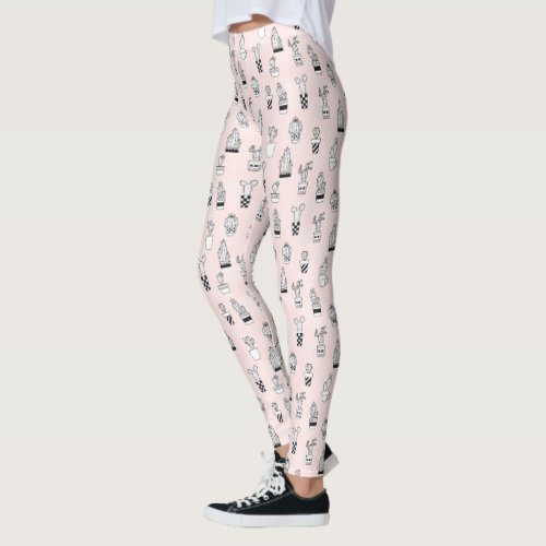 Cute Hand Drawn Cactus Pattern Leggings