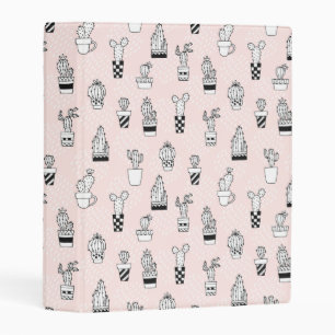 Cute Hand Drawn Cactus Pattern Mini Binder
