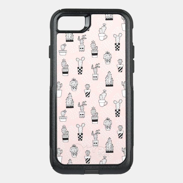 Cute Hand Drawn Cactus Pattern Otterbox iPhone Case (Back)