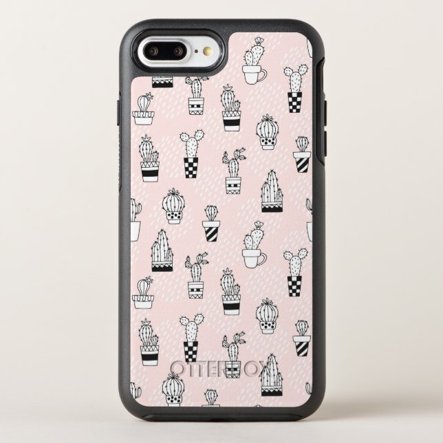 Cute Hand Drawn Cactus Pattern Otterbox iPhone Case (Back)
