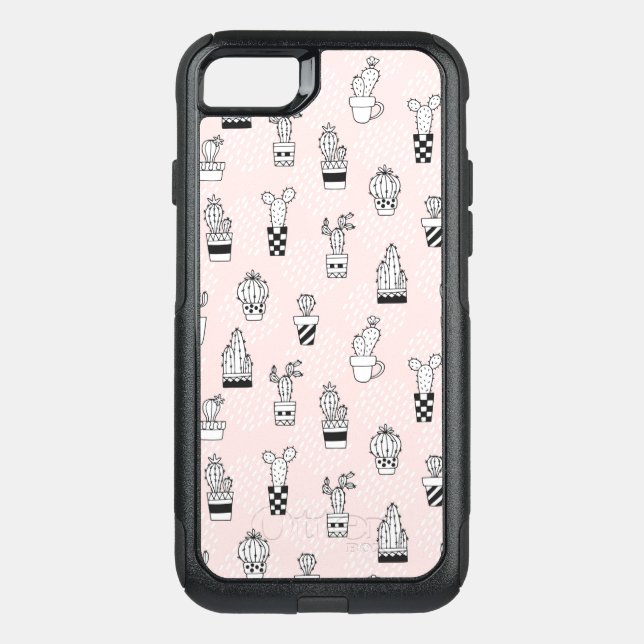 Cute Hand Drawn Cactus Pattern Otterbox iPhone Case (Back)