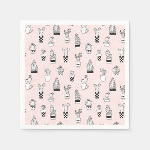 Cute Hand Drawn Cactus Pattern Paper Napkins