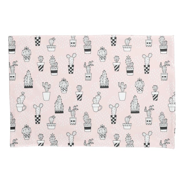Cute Hand Drawn Cactus Pattern Pillow Case (Front-Left)