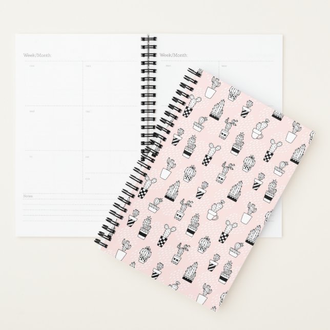 Cute Hand Drawn Cactus Pattern Planner (Display)