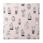 Cute Hand Drawn Cactus Pattern Tile
