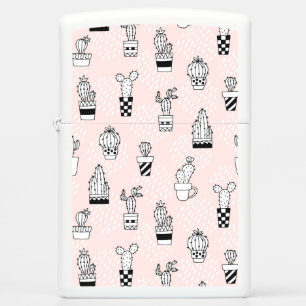 Cute Hand Drawn Cactus Pattern Zippo Lighter