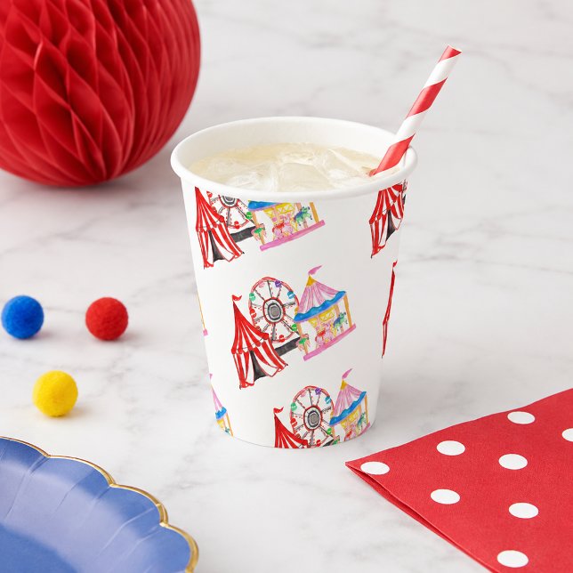 Cute Hand Drawn Carnival Circus Birthday Paper Cups (Cute Hand Drawn Carnival Circus Birthday Paper Cups)