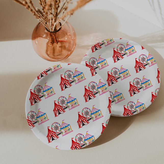 Cute Hand Drawn Carnival Circus Birthday Paper Plates (Cute Hand Drawn Carnival Circus Birthday Paper Plates)